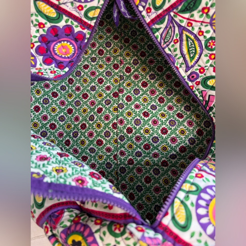 Vera Bradley Viva La Vera Large Floral Cotton Overnight Weekender Bag Excellent! - Picture 12 of 12